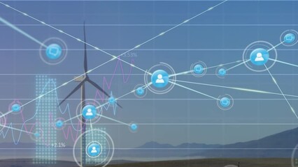 Poster - Animation of network of connections and data processing over wind turbine