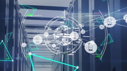 Poster - Animation of network of connections and data processing over server room