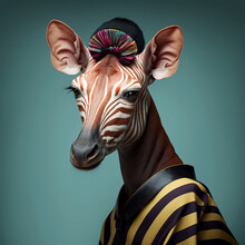 A Okapi Is Not A Fashion Accessory , Okapi Portrait, Generative Ai