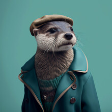 A Otter Is Not A Fashion Accessory, Otter Portrait, Generative Ai