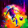abstract soccer player kicking the ball, colorful football player