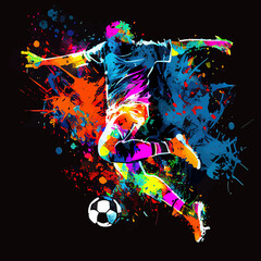 colorful football player with ball