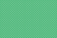 Seamless Large Texture Of Polka White Dot Pattern On Green Abstract Background With Circles. Suitable For Textile, Packaging, Postcards, Wallpapers, Banners. Colorful Gifts Material, Website, Design