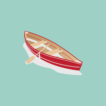 Wooden Boat Illustration Isolated On The Sky Background