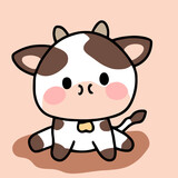 Fototapeta Pokój dzieciecy - Cute chibi cow kawaii illustration cow farm icon graphic