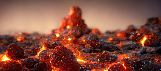 Wall Mural - background of rocks and hot melted lava