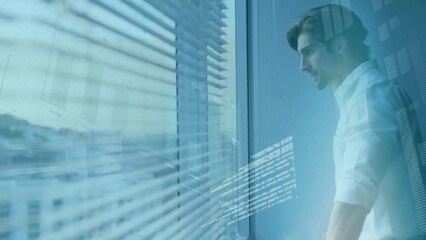 Poster - Animation of data processing over caucasian businessman in office
