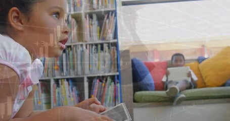Poster - Animation of financial data processing over diverse schoolchildren