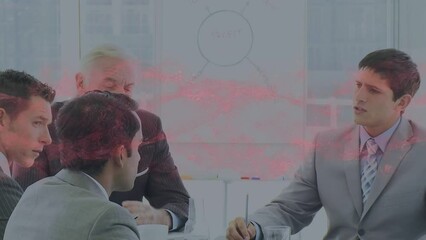 Canvas Print - Animation of data processing over diverse business people in office