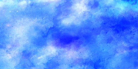 Wall Mural - Blue sky with clouds and Abstract watercolor digital art painting for texture background. Abstract blue sky Water color background, Illustration, texture for design.
