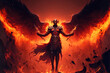 3D illustration of Phoneix human, satan devil, Fire (ai generated)