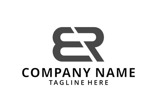 Initial ER letter logo design vector illustration. black ER logo isolated on white background.