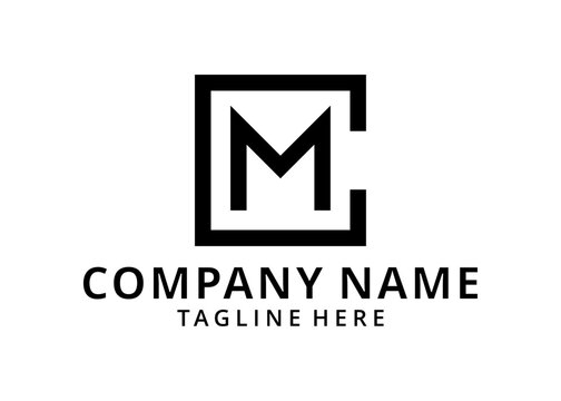 initial letter CM square shape vector