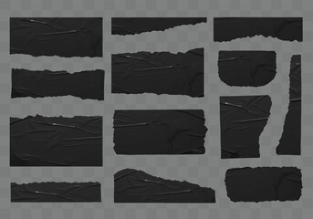 Poster - Vector ripped black Stickers paper mock up blank banners tags labels template design