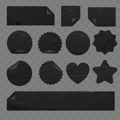 Wall Mural - Vector black Stickers labels tags of different shapes creative design