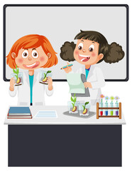 Wall Mural - Scientist kids doing science experiment