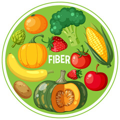 Wall Mural - vegetables and fruits fiber foods group