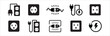 Electric power plug icon set. Electricity socket sign. Electrical symbol element. Vector stock illustration.