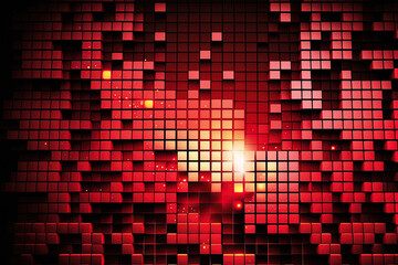 Poster - digital backdrop with an abstract red mosaic. generative ai