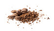 Leinwandbild Motiv coffee beans powder on transparent png