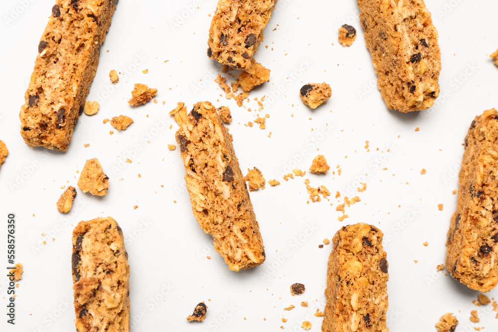 Tasty biscotti cookies isolated on white background