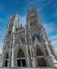 Wall Mural - Facade of the huge Basilica in Quito, Ecuador