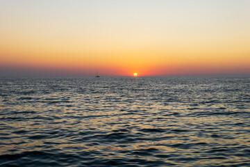 Wall Mural - Beautiful sunset on the sea, natural landscape. Copy space for text