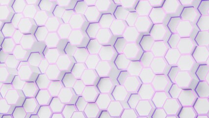 Poster - White hexagonal background pattern, 3d rendering.