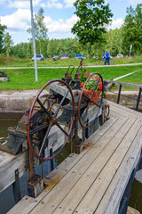 Wall Mural - Wheels to open the lock gates