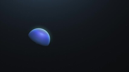 Wall Mural - Zoom-out Of Neptune Planet Rotating In Space. Blue Planet In Orbit. animation