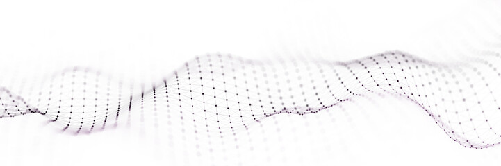 Poster - Dynamic wave with connected dots and lines on a white background. Digital wave background concept. Abstract technology background. Big data visualization. 3D rendering.