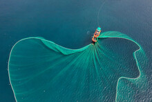 Ships And Fishermen Are Fishing Anchovies In Yen Island, Phu Yen, Vietnam