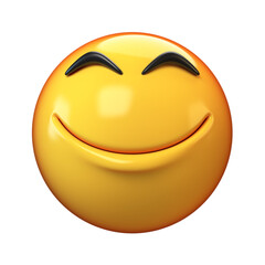 Poster - Happy emoji isolated on white background, smiling face emoticon 3d rendering