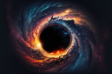 Wall Mural - cosmological galaxy black hole space background with science fiction abstraction. generative ai
