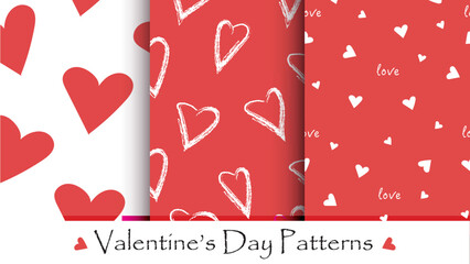 Poster - Valentine's day seamless pattern set. Patterns for celebrations, wedding invitation, scrapbooking and valentine's day.