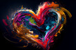 Leinwandbild Motiv Colorful paint love heart shape for Valentine's Day (Generative AI)