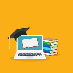 Wall Mural - online learning. concept of webinar, business online training, education on computer or e-learning c
