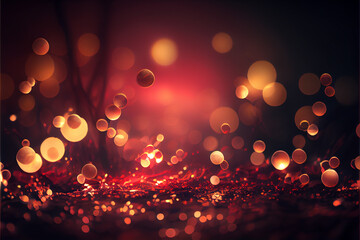 Poster - Beautiful colored bokeh on a dark abstract background.	