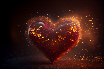 Aufkleber - Beautiful heart abstract optical light bokeh on a glow background.	