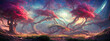 © 4K_Heaven - Abstract depiction of trees against a backdrop of a galactic sky, with an ethereal and otherworldly quality. Generative AI