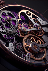 Aufkleber - Close up old gears watch on a dark background.	