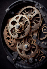 Aufkleber - Close up old gears watch on a dark background.	