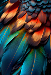 Aufkleber - Bird feather neon colored light. Beautiful background pattern texture for design. 