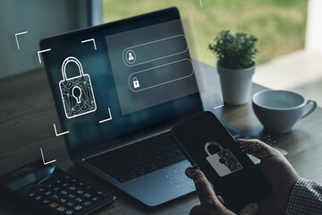 Poster - CYBER SECURITY Business technology Antivirus Alert Protection Security and Cyber Security Firewall Cybersecurity and information technology