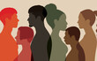 © Hope - Communication is key. Networking and communication. Crowd talk and profiles. People talking.