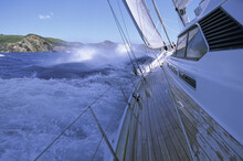 The View Along The Port Rail Of A Cruising Yacht, Caribbean.
