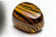 Tiger Eye stone, gemstone, metamorphic rock with golden color. Generative AI.