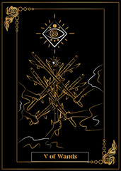 Wall Mural - the illustration - card for tarot - V of Wands.