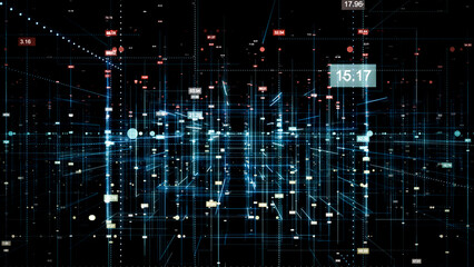 Wall Mural - 3D Digital Technology Network Data background.