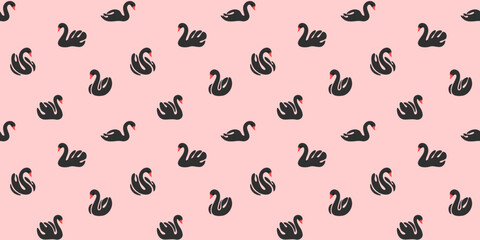 Wall Mural - Seamless trendy pattern with swan. Childish print for nursery, kids apparel, poster, postcard, pattern.